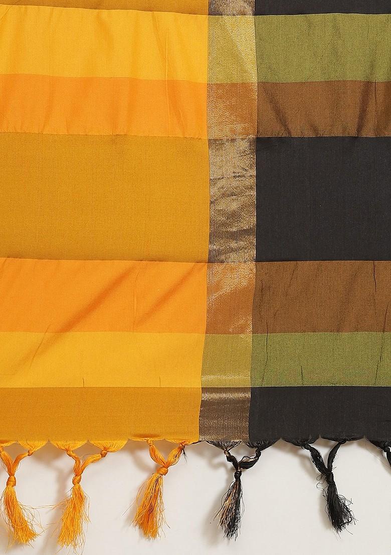 Black Printed Silk Saree Set