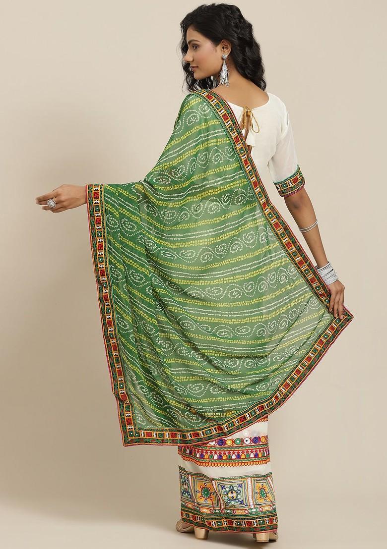 Green Embroidered Georgette Saree Set