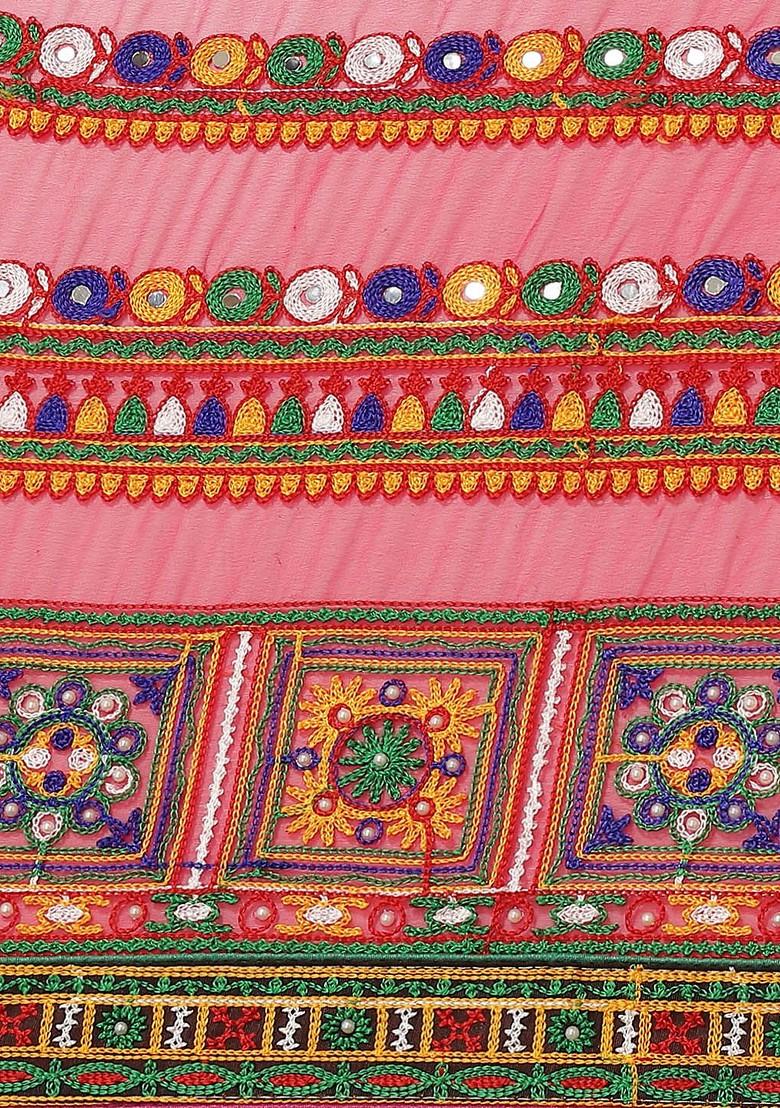 Turquoise Blue Embroidered Georgette Saree Set