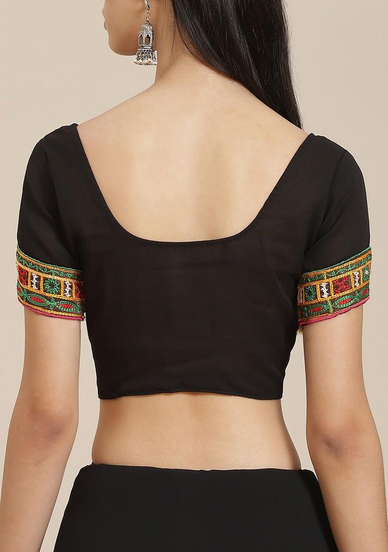 Red Embroidered Georgette Saree Set