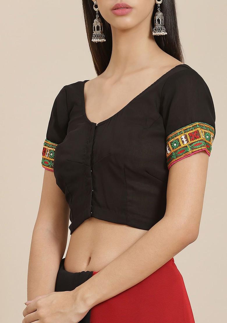 Red Embroidered Georgette Saree Set