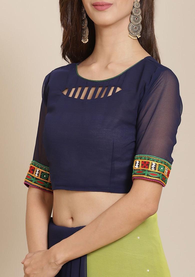 Yellow Embroidered Georgette Saree Set