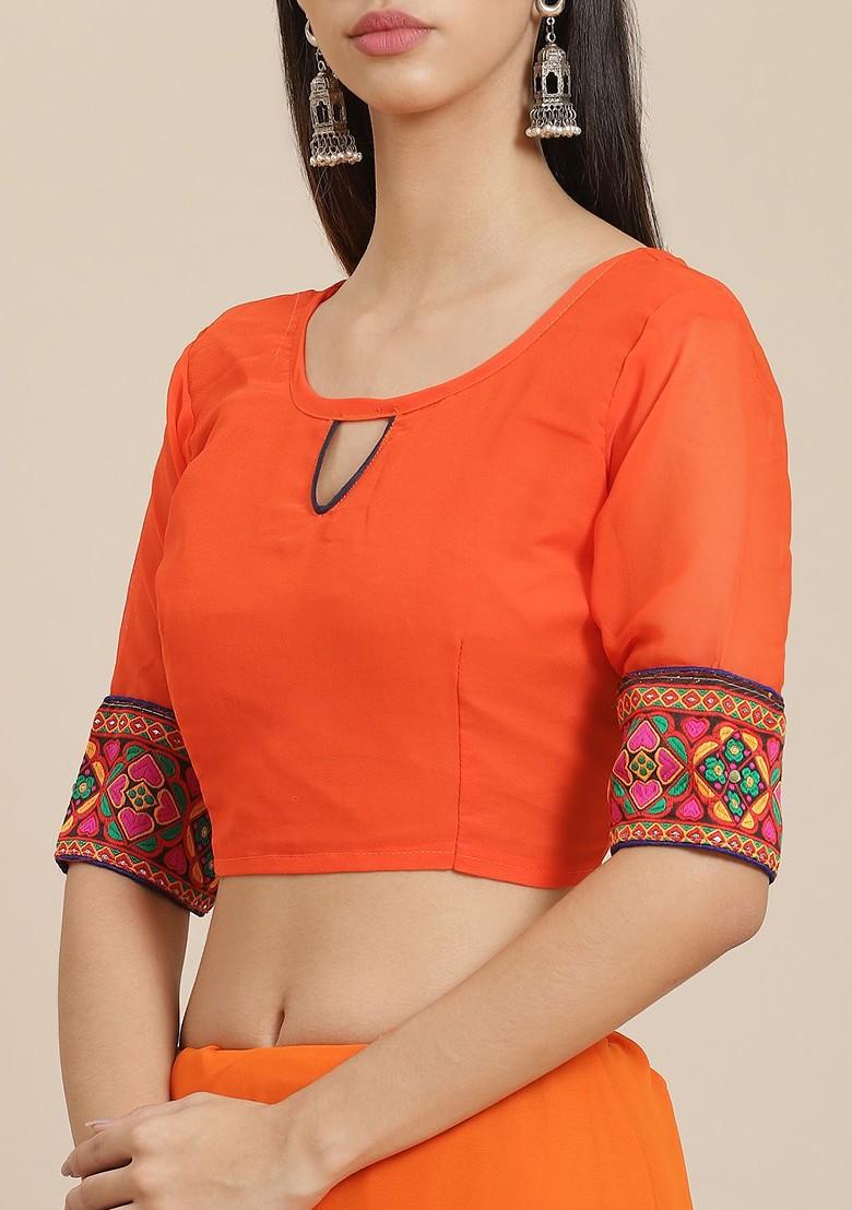 Pink Embroidered Georgette Saree Set