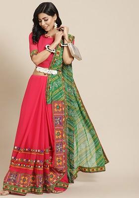Green Bandhani Georgette Saree Set