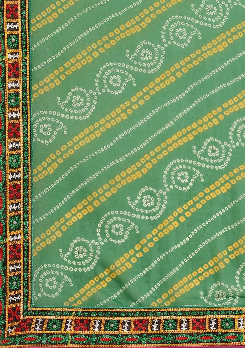 Green Bandhani Georgette Saree Set