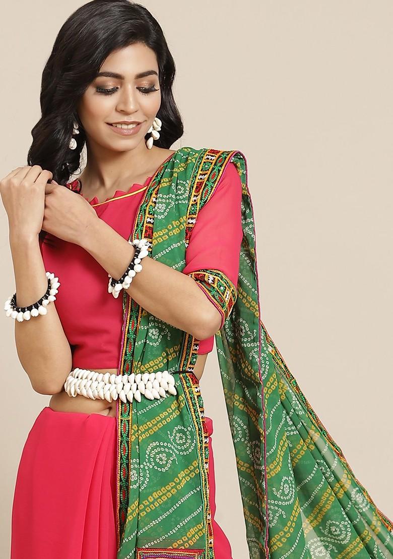 Green Bandhani Georgette Saree Set