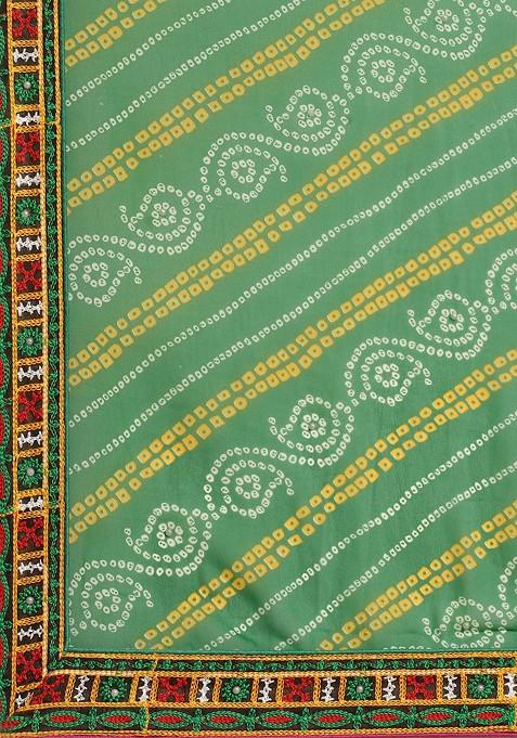 Green Bandhani Georgette Saree Set