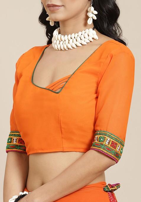 Red Bandhani Georgette Saree Set