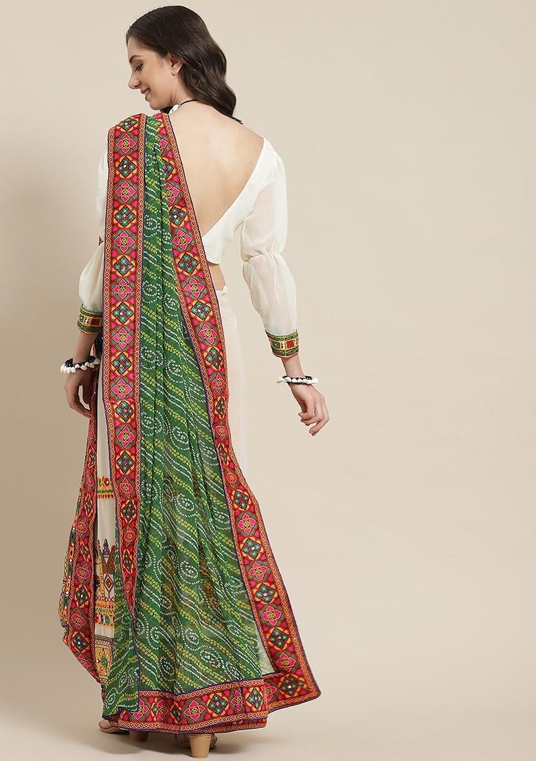 Green Bandhani Georgette Saree Set