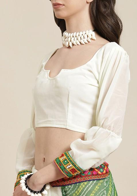 Green Bandhani Georgette Saree Set