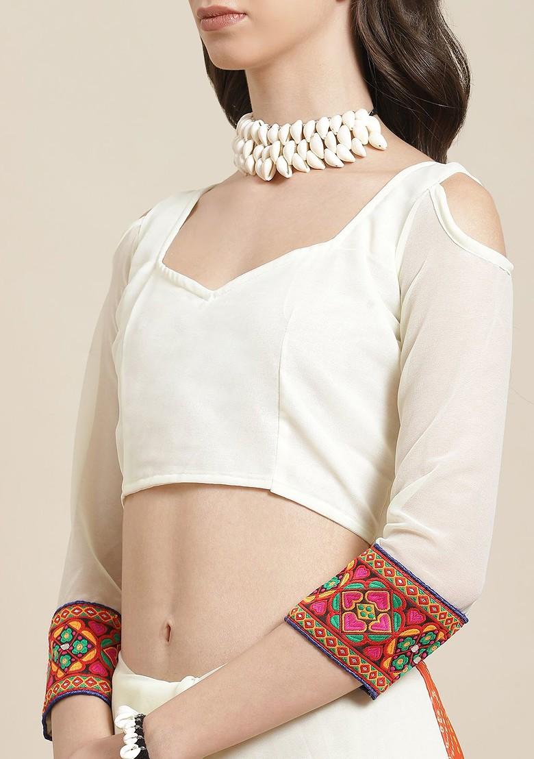 Orange Bandhani Georgette Saree Set