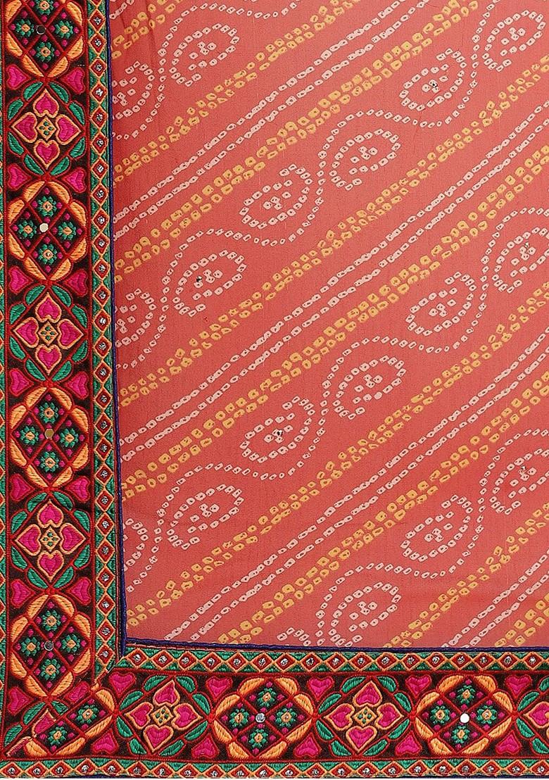 Red Embroidered Georgette Saree Set