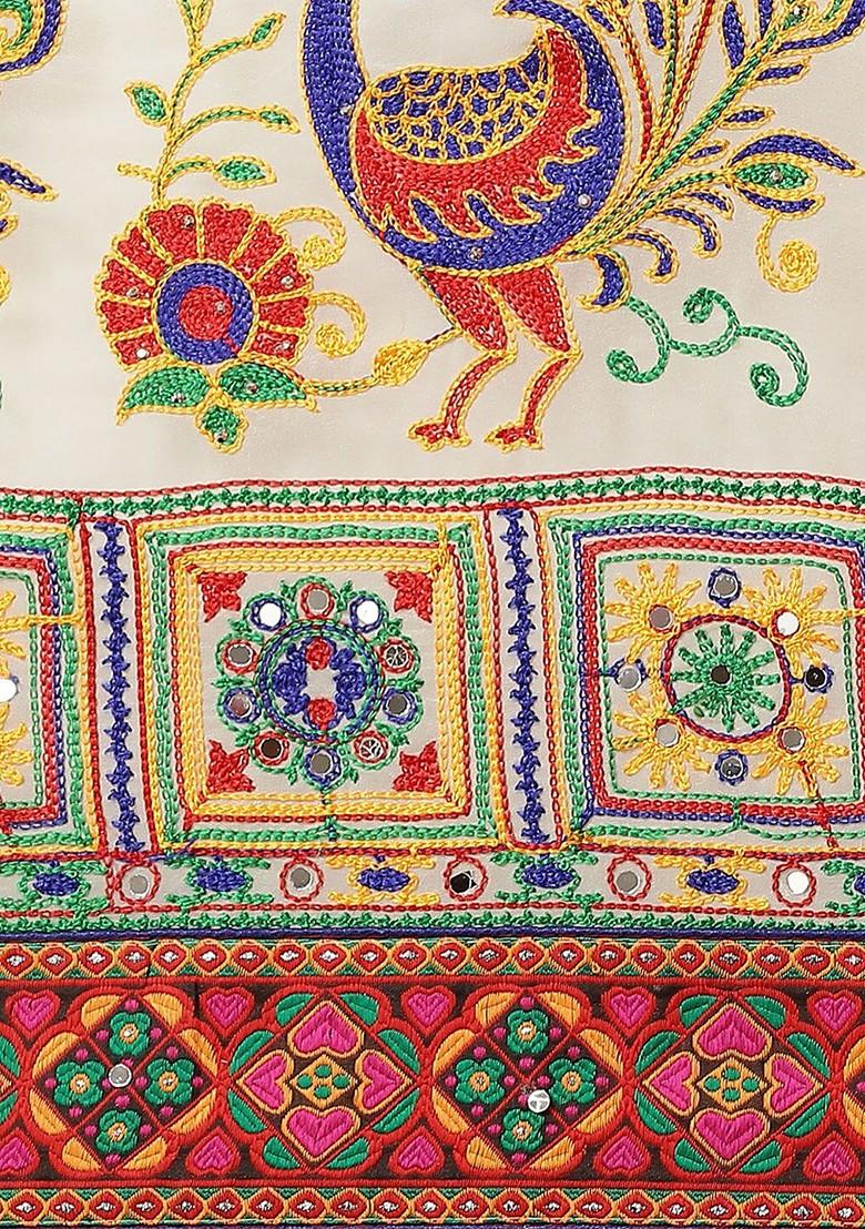 Orange Embroidered Georgette Saree Set