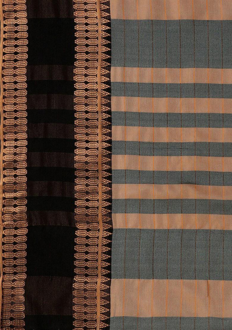 Grey Zari Silk Saree Set