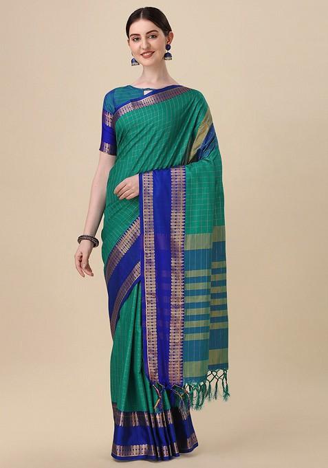 Green Zari Silk Saree Set