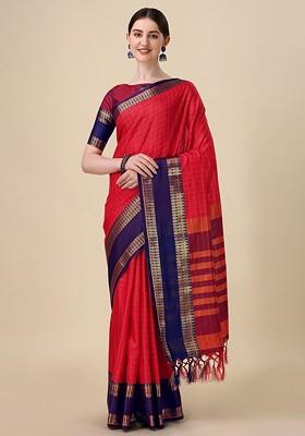 Red Zari Silk Saree Set