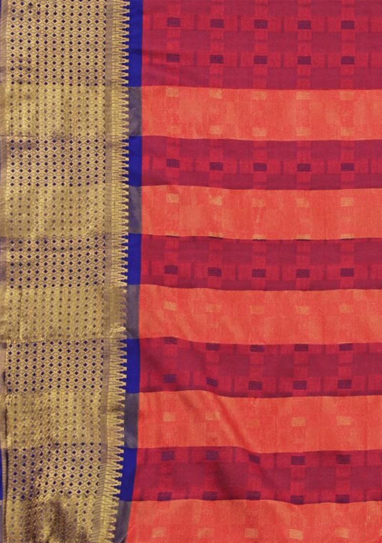 Red Woven Silk Saree Set