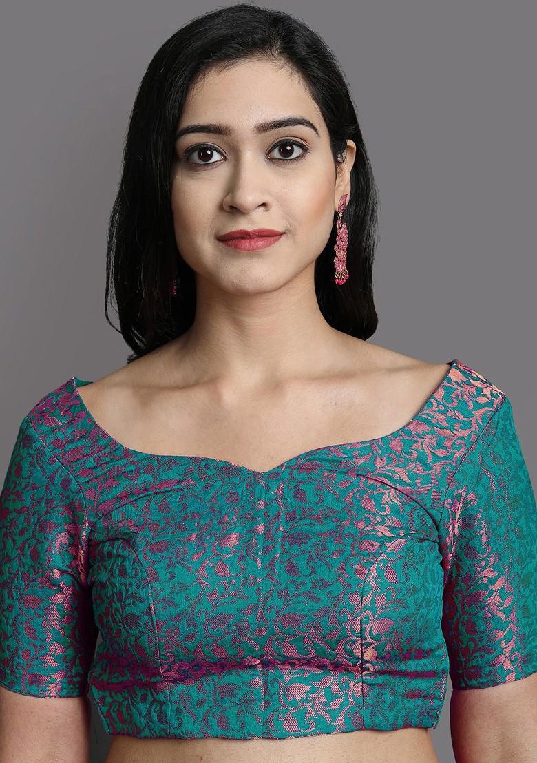 Lime Green Woven Poly Blend Saree Set