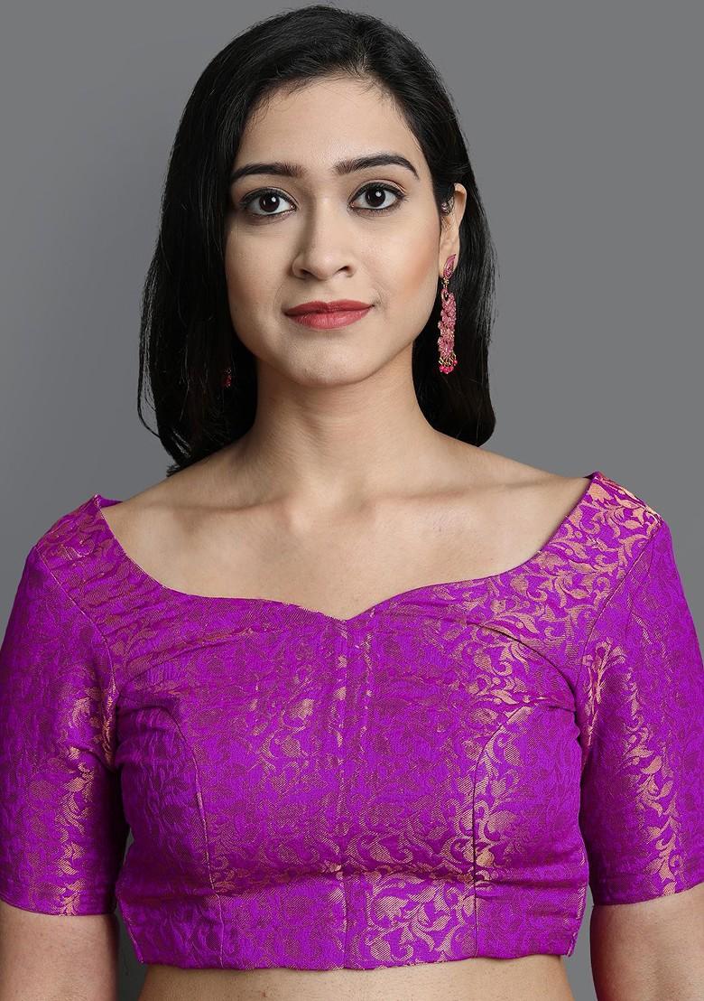 Pink Zari Poly Blend Saree Set