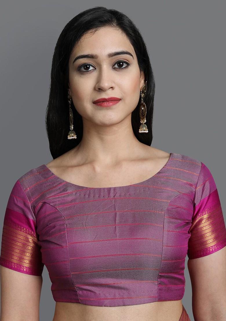 Grey Zari Poly Blend Saree Set