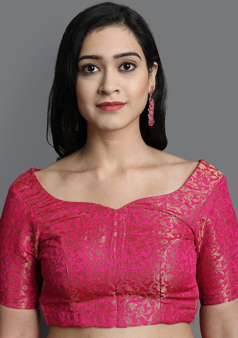 Navy Blue Woven Cotton Saree Set