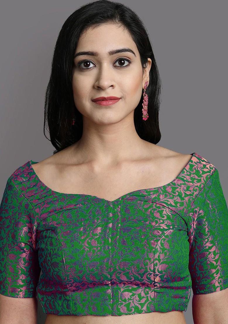 Yellow Woven Poly Blend Saree Set