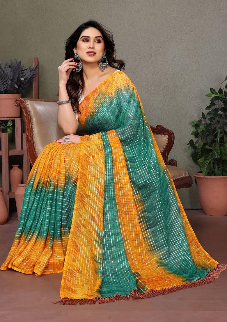 Green Zari Georgette Saree Set