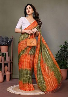Green Zari Georgette Saree Set