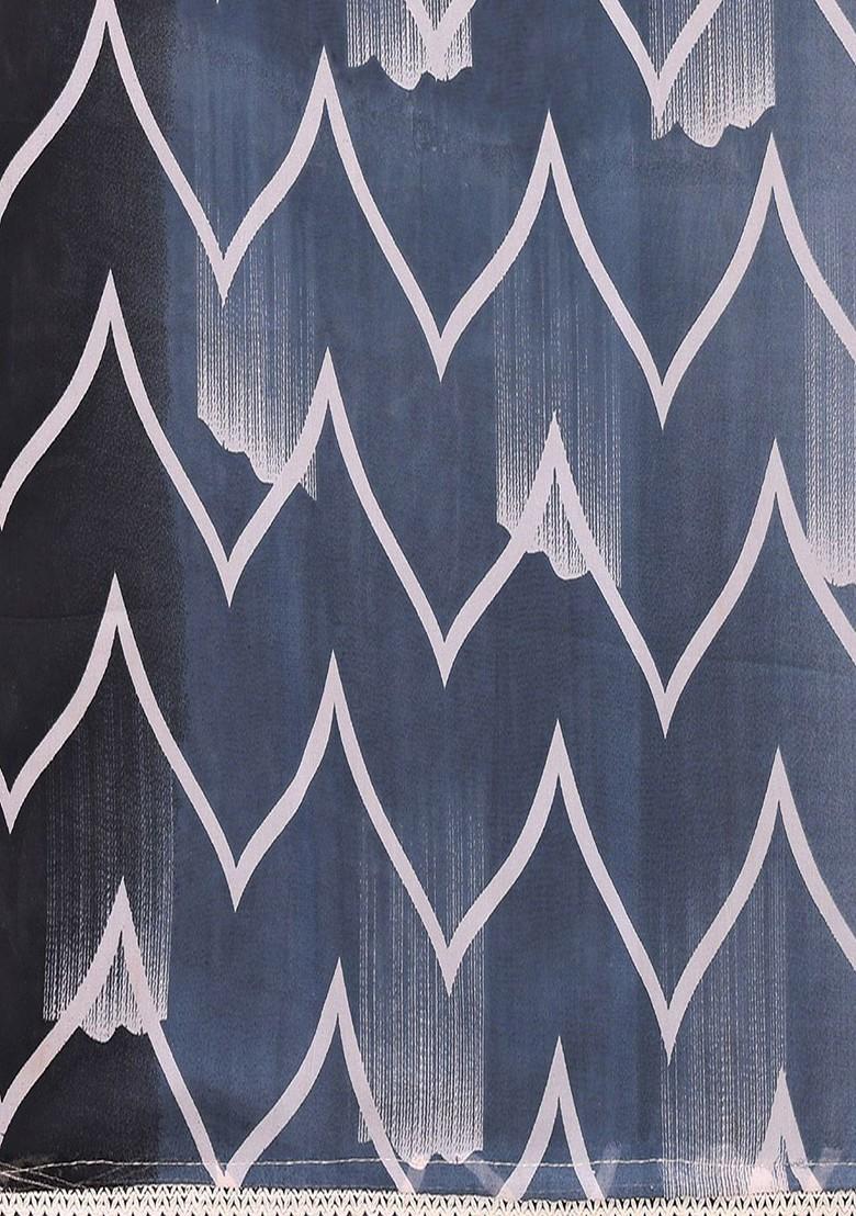 Grey Printed Georgette Saree Set