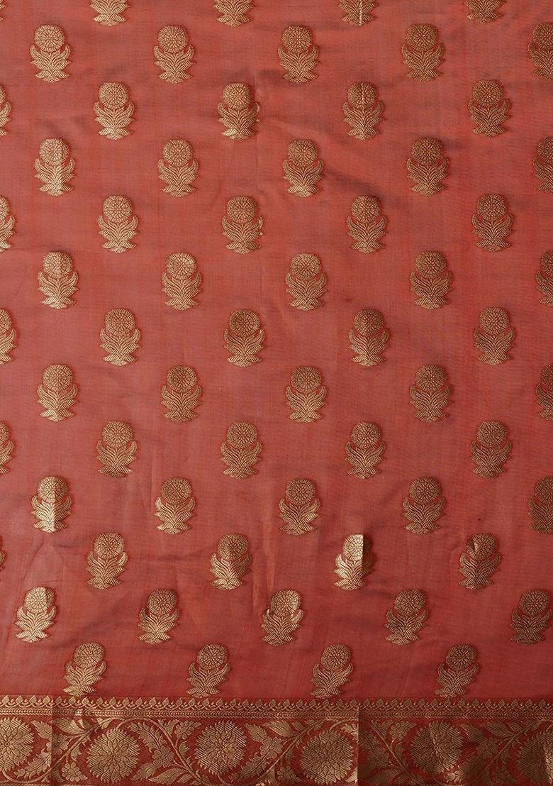 Maroon Zari Silk Saree Set