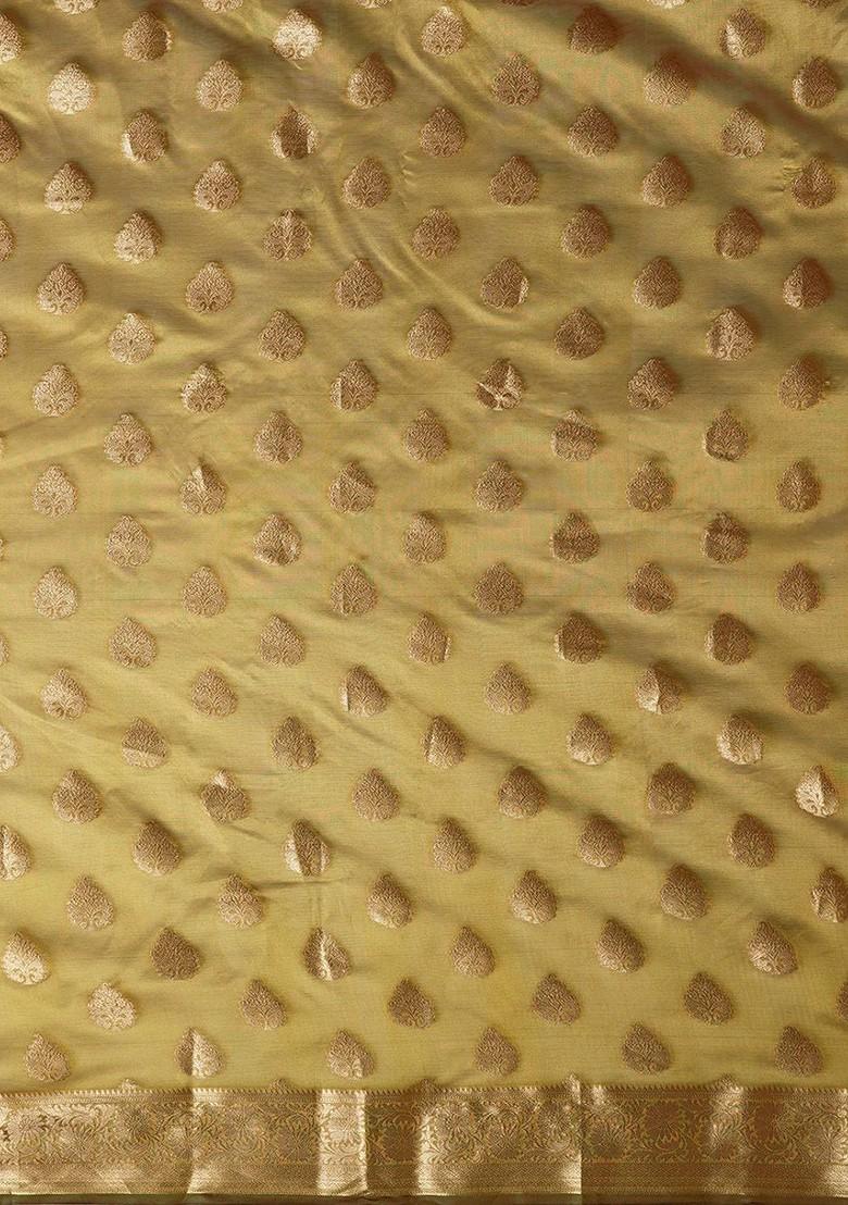 Yellow Woven Silk Saree Set