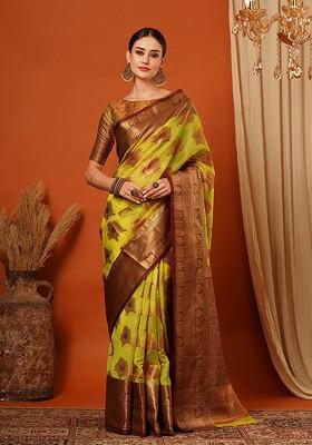 Maroon Woven Silk Saree Set