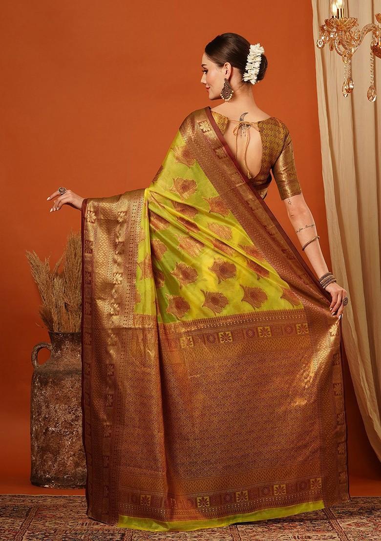 Maroon Woven Silk Saree Set