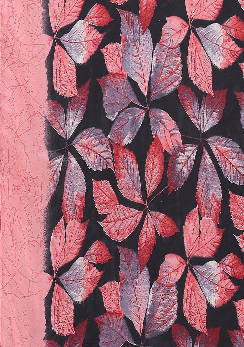 Red Printed Georgette Saree Set