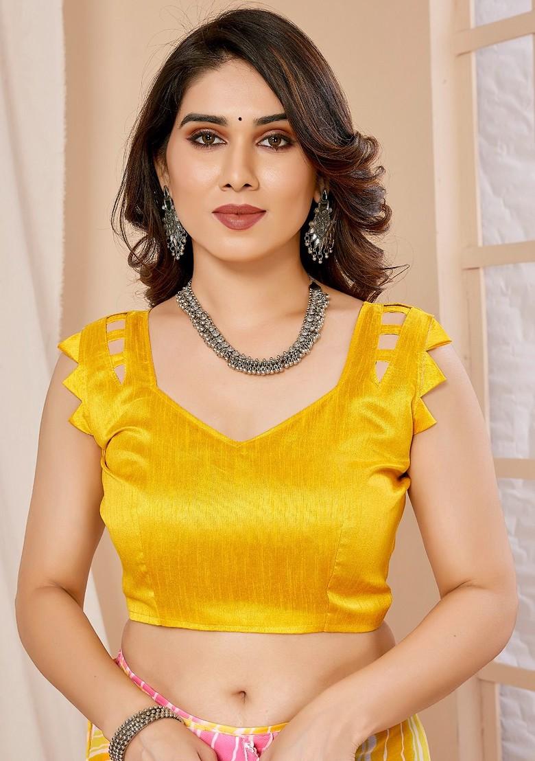 Yellow Printed Georgette Saree Set