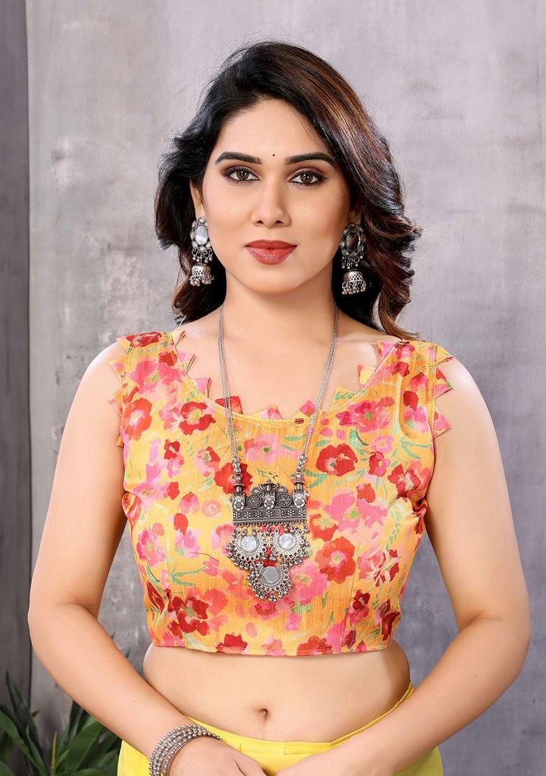 Yellow Solid Georgette Saree Set