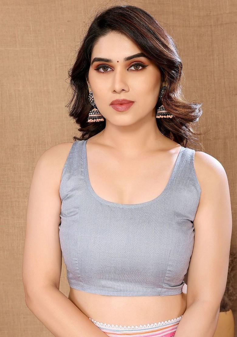 Grey Printed Georgette Saree Set