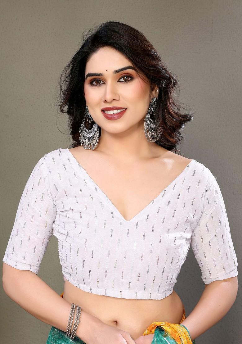 Orange Striped Georgette Saree Set