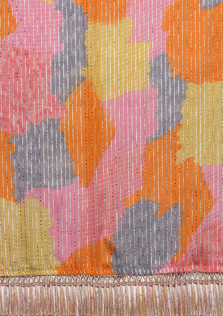 Pink Printed Georgette Saree Set