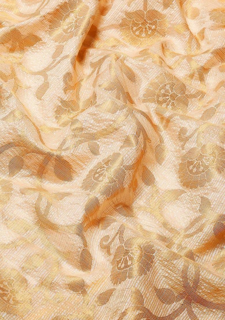 Cream Woven Silk Saree Set