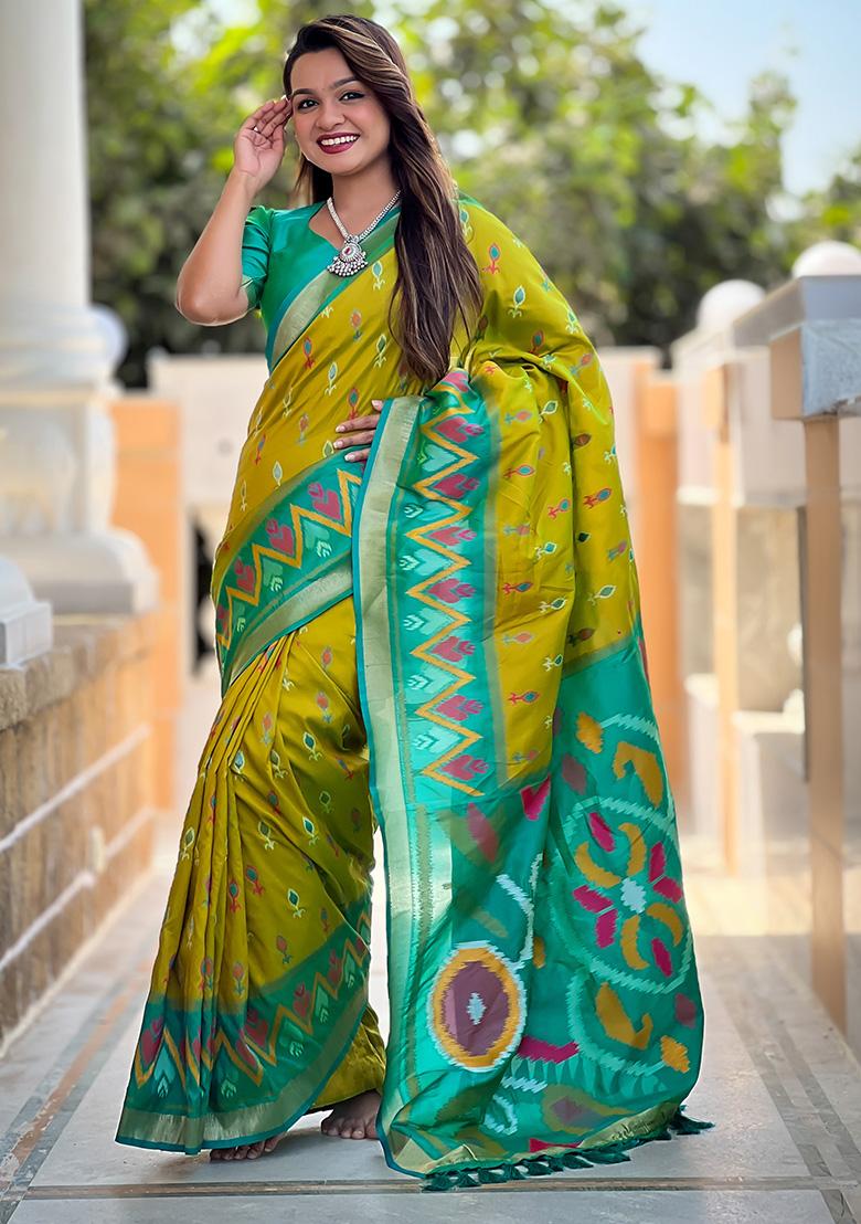 Olive Green Weaving Silk Saree Set