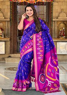 Violet Weaving Silk Saree Set