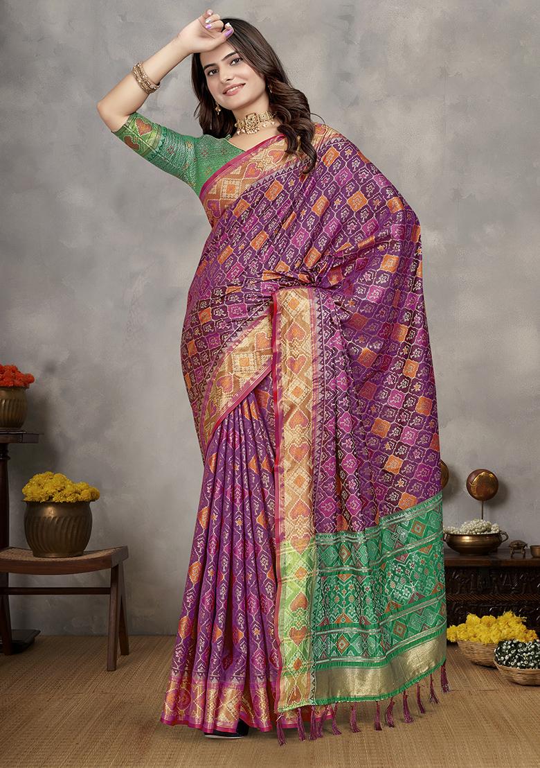 Magenta Weaving Silk Saree Set