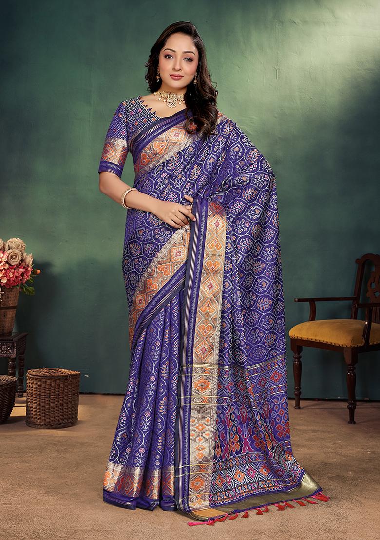 Purple Weaving Silk Saree Set
