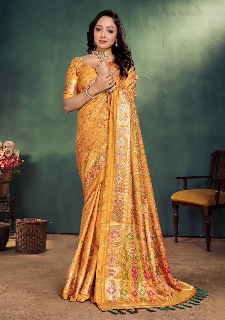 Yellow Weaving Silk Saree Set