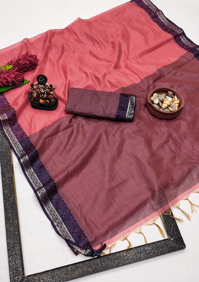 Dark Orange Weaving Silk Saree Set