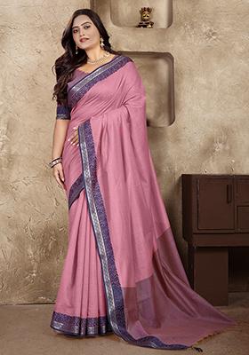 Pink Weaving Silk Saree Set
