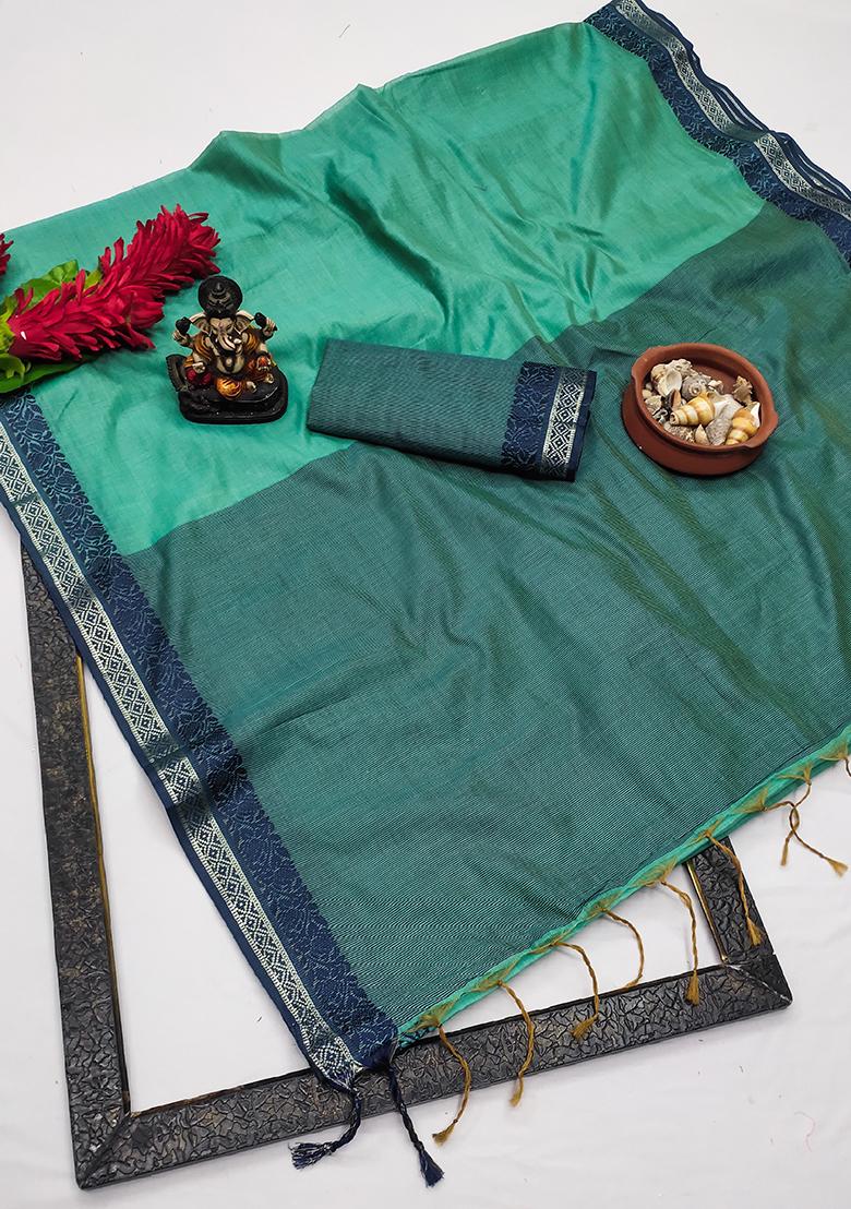 Sea Green Weaving Silk Saree Set