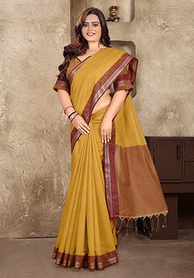 Yellow Weaving Silk Saree Set