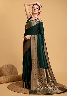 Green Zari Woven Silk Saree Set